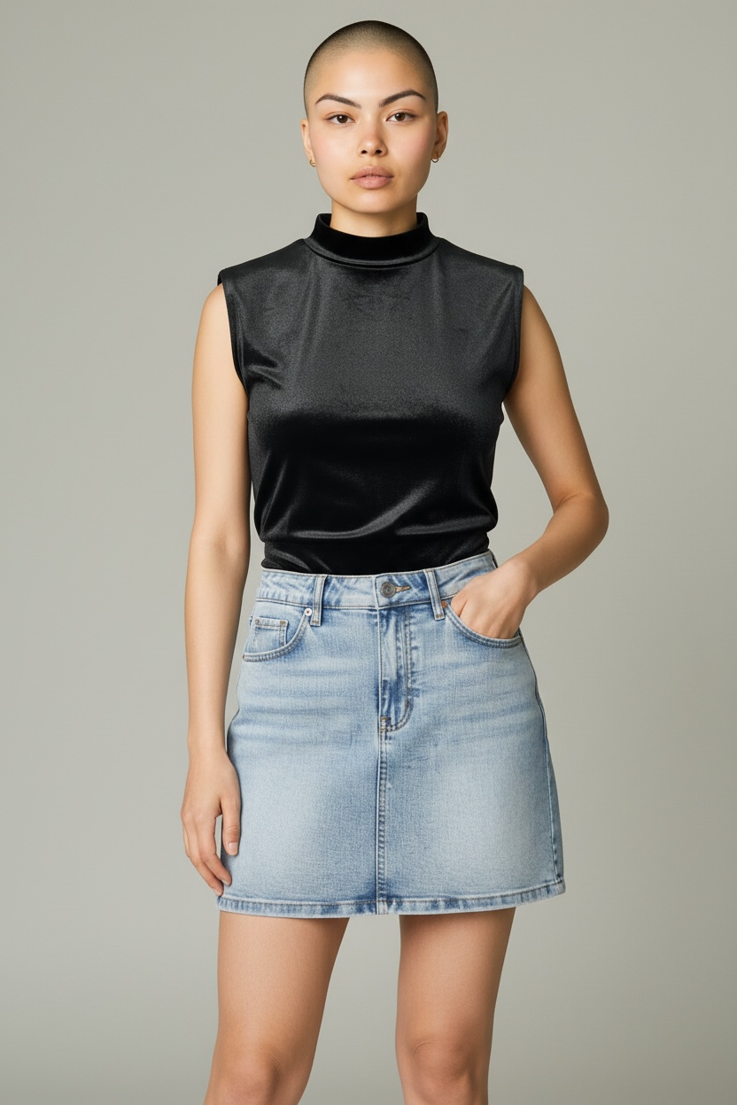Velour shoulder pad top - Size 10