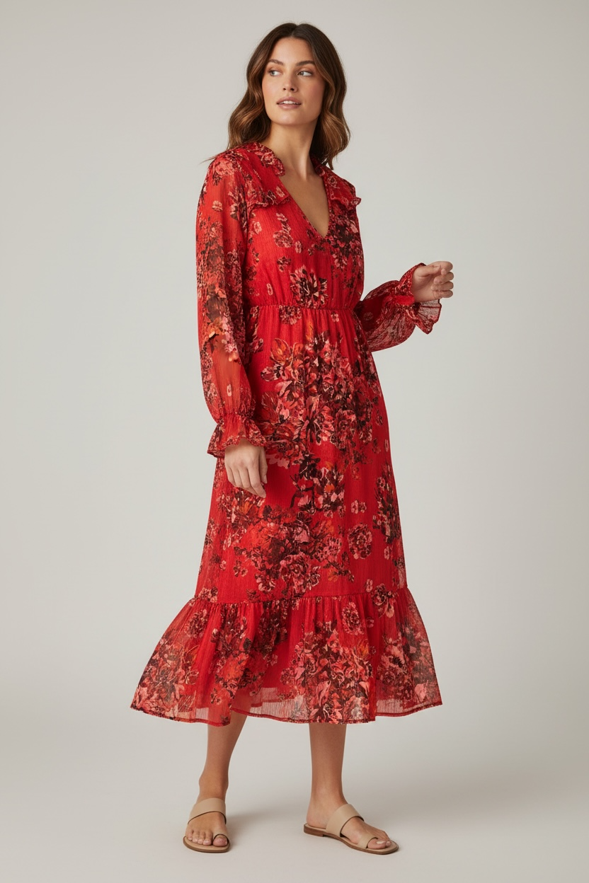 Red floral dress