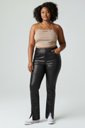 Black bottom split pleather trousers - Size 12