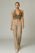 Khaki cargo trousers - Size 4