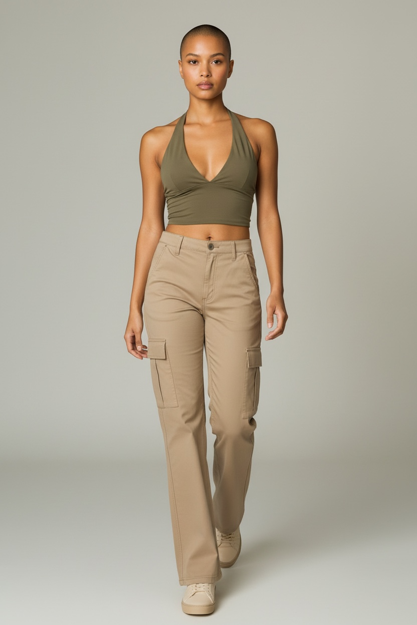 Khaki cargo trousers - Size 4
