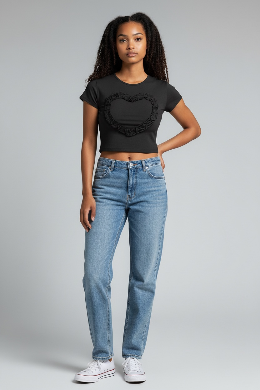 Black heart crop top