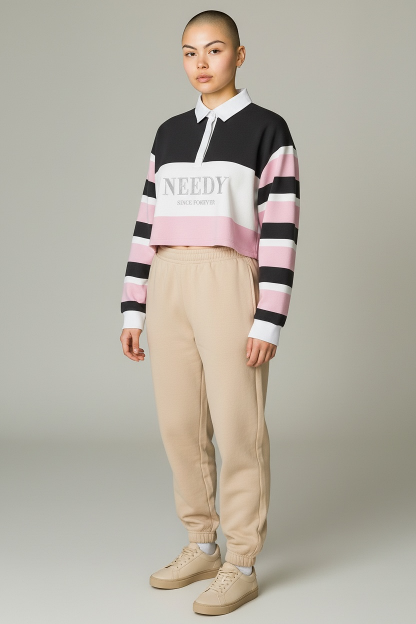 Pink stripy crop top - Size 18