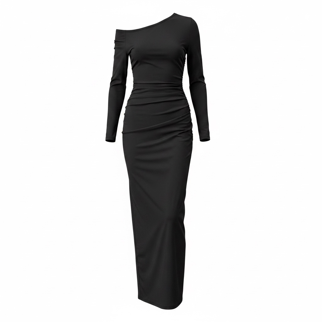 Ruffled black maxi dress - Size L