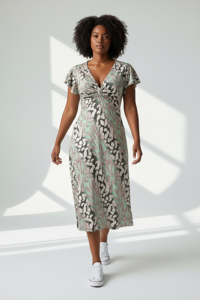 Teal pattern dress - Size 2XL