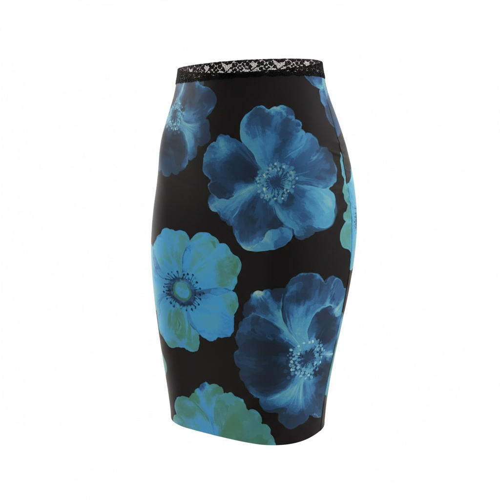 Blue floral skirt
