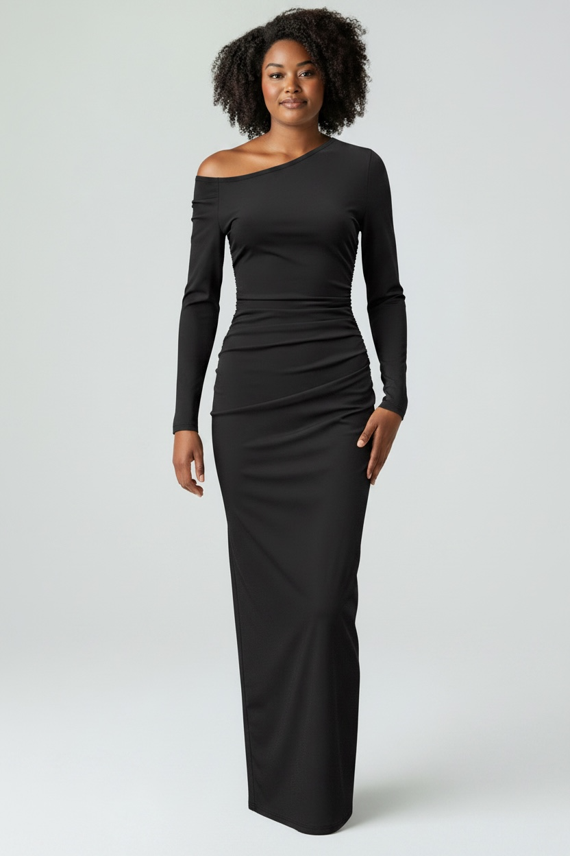 Ruffled black maxi dress - Size L