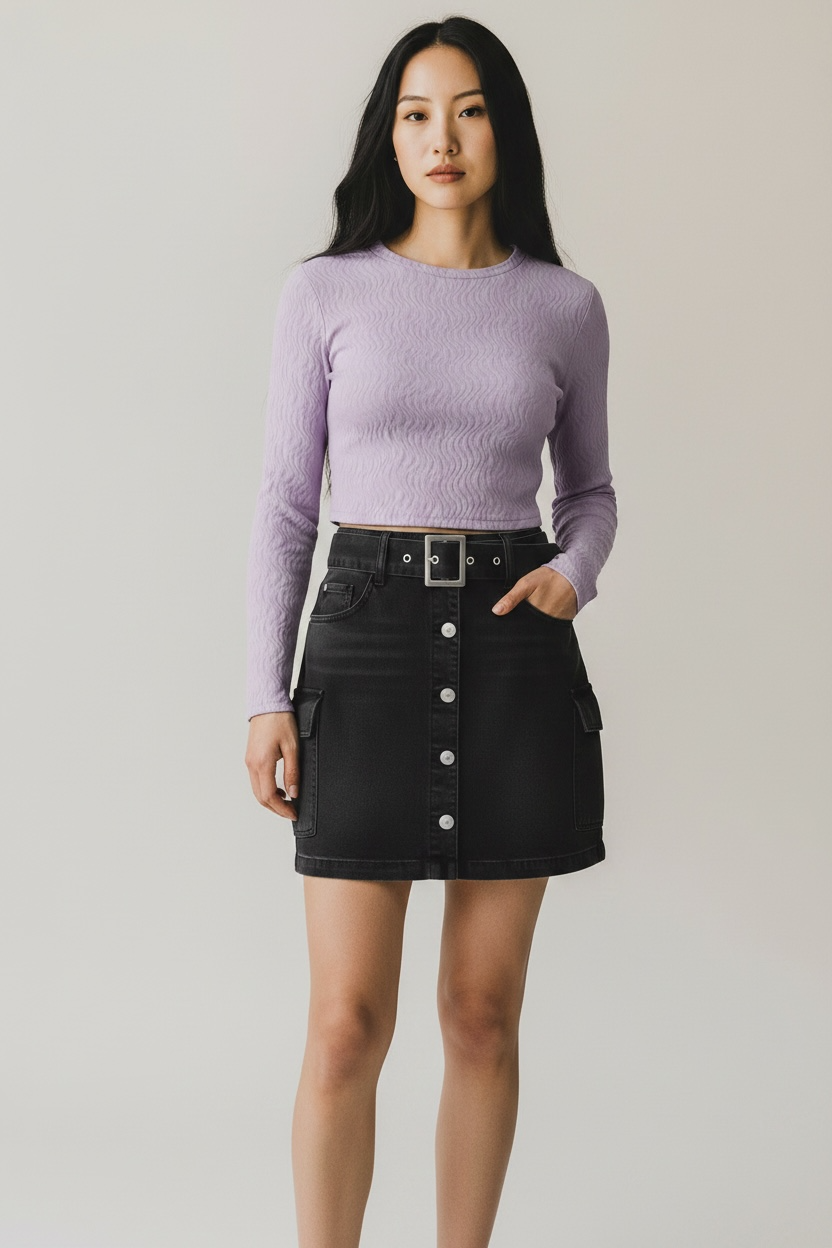 Purple open back crop top - Size L