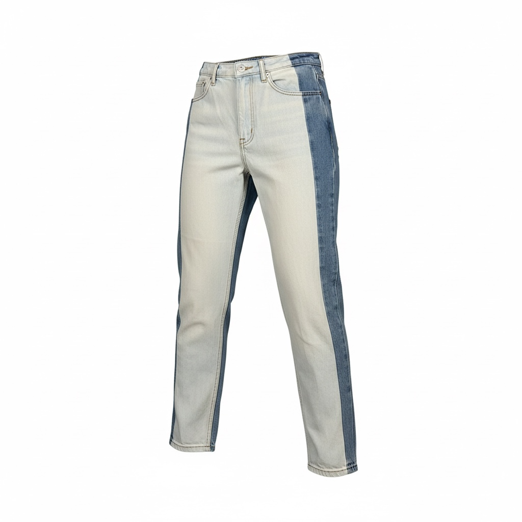 Two-toned high rise denim