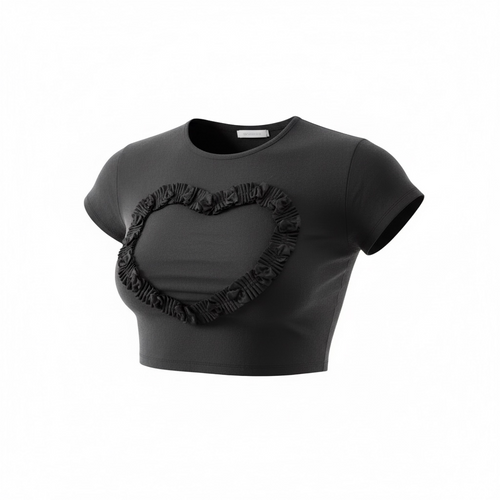 Black heart crop top - Size 14