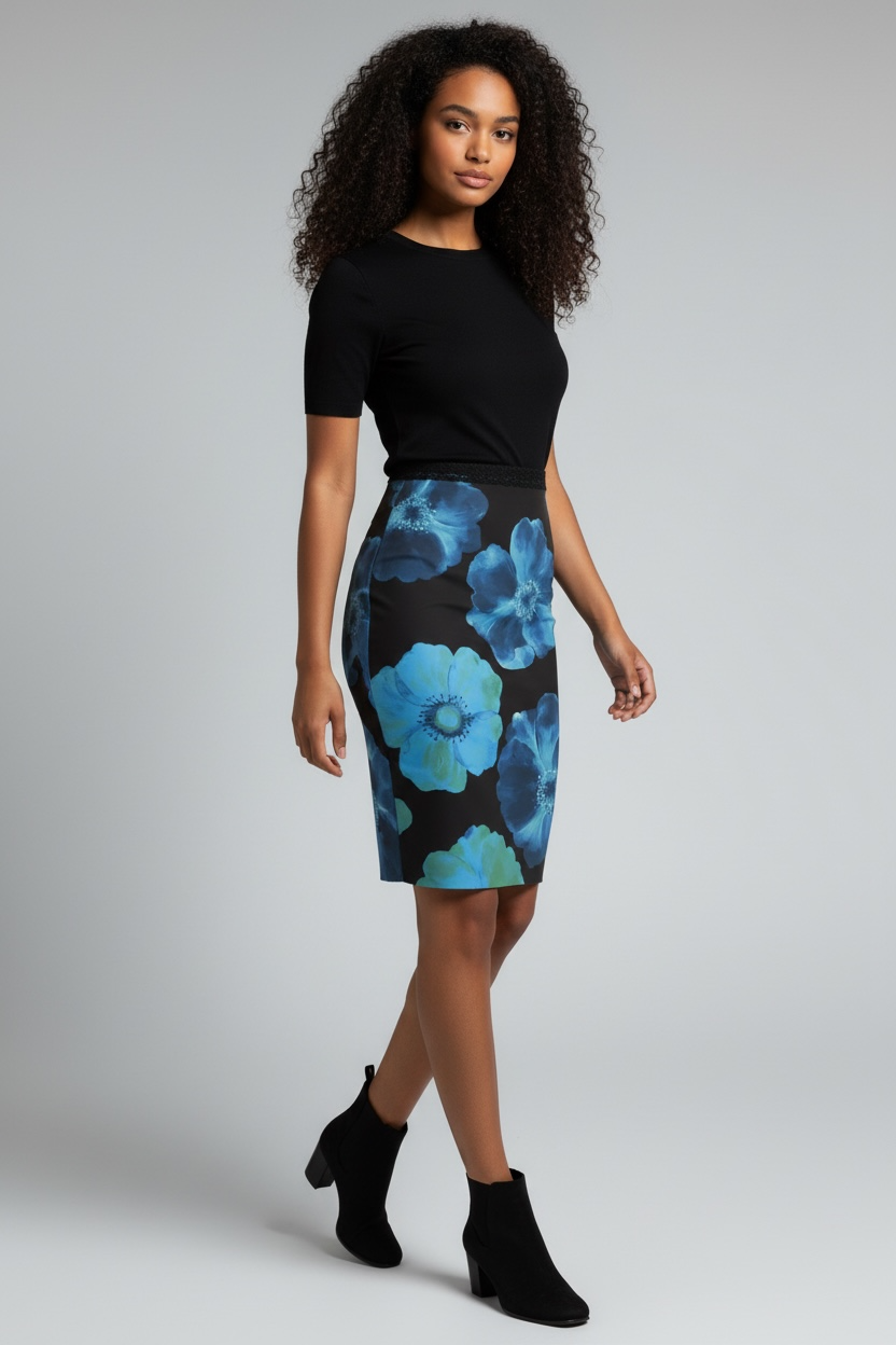 Blue floral skirt