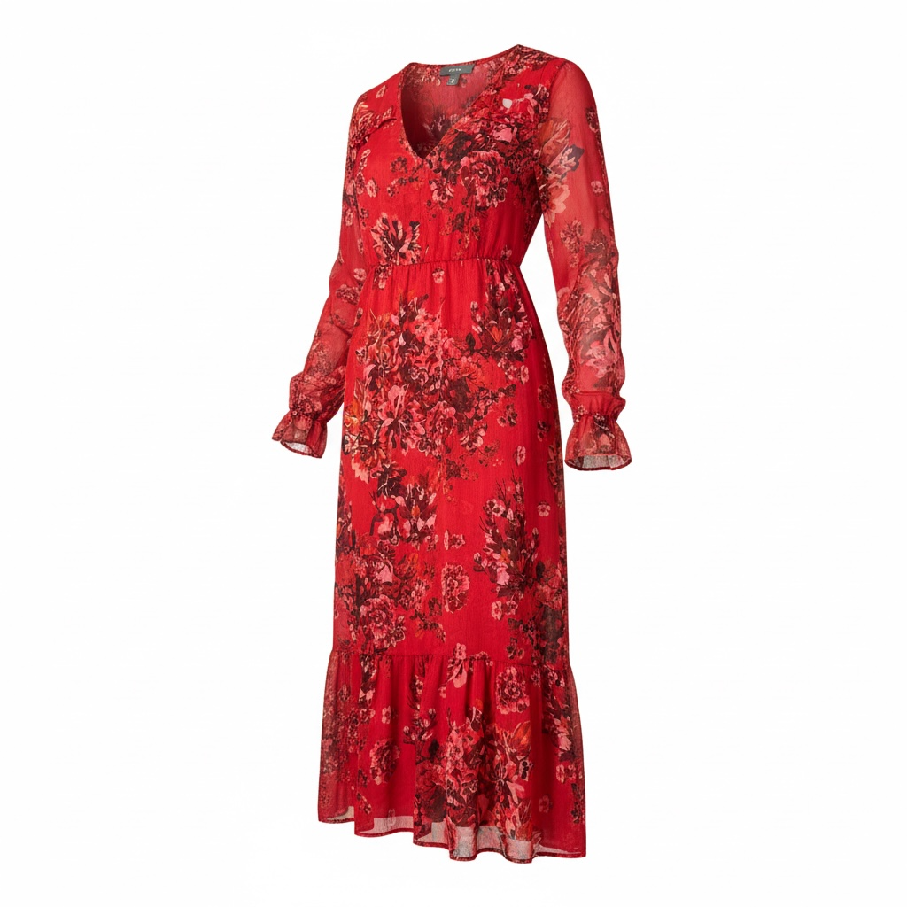 Red floral dress